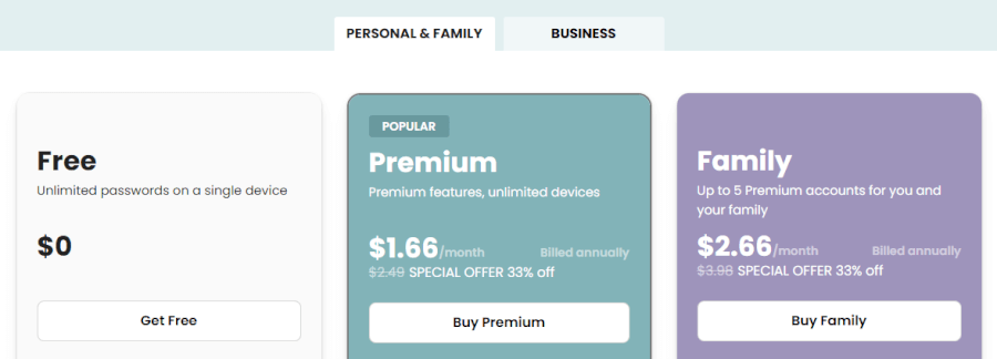 RoboForm personal plans