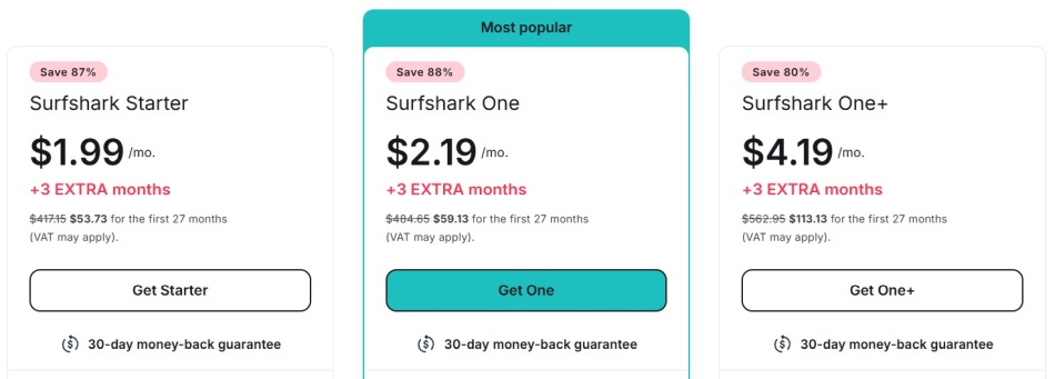 Surfshark Black Friday pricing
