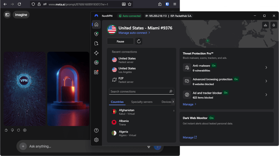 Meta AI Imagine with NordVPN