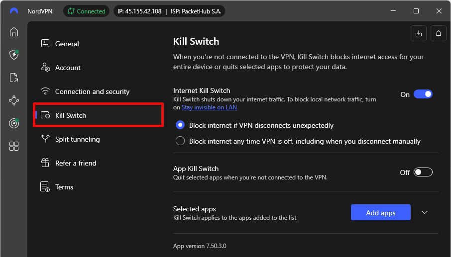 NordVPN Kill Switch
