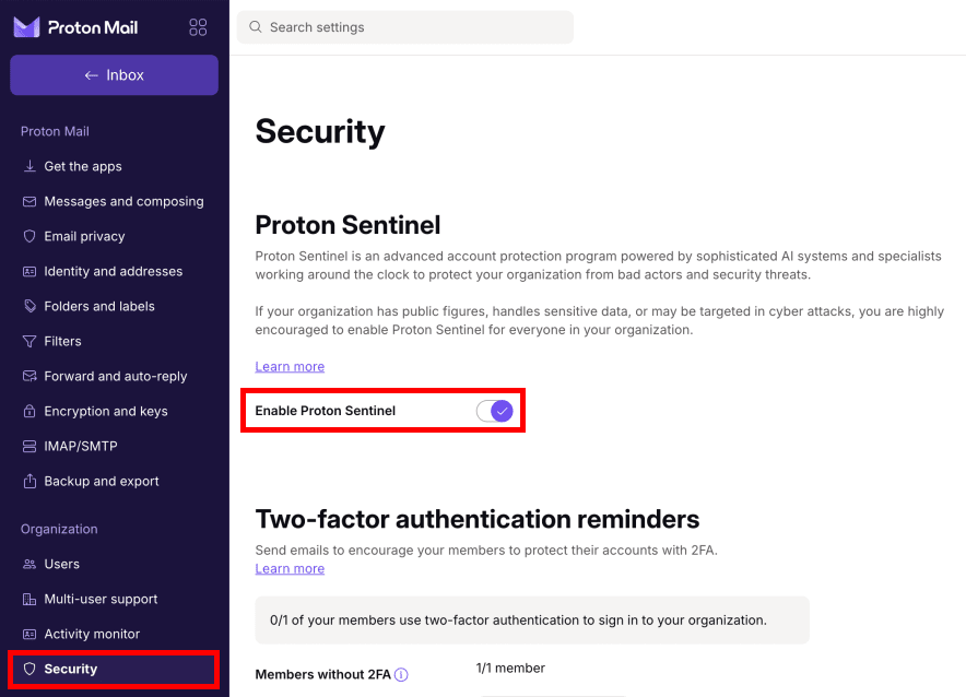 Proton Pass Proton Sentinel