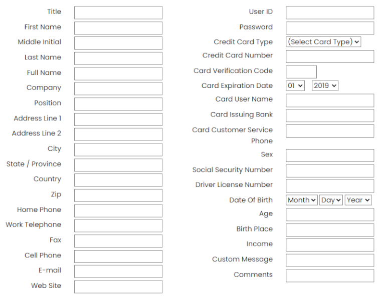 RoboForm form-filling fields
