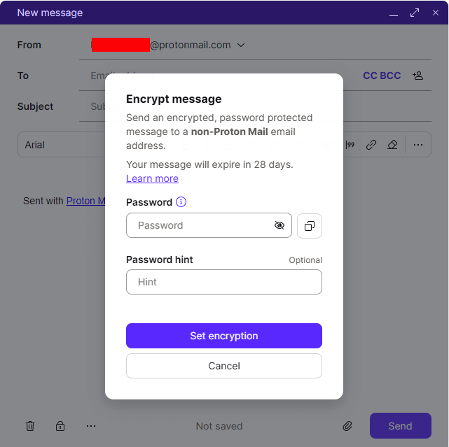 Encrypt messages for non-proton mail users
