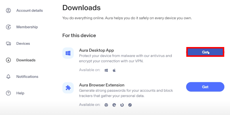 Aura Parental Controls setup on desktop devices