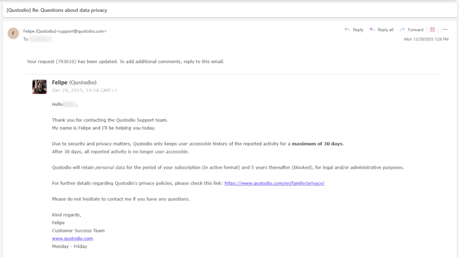 Qustodio email support