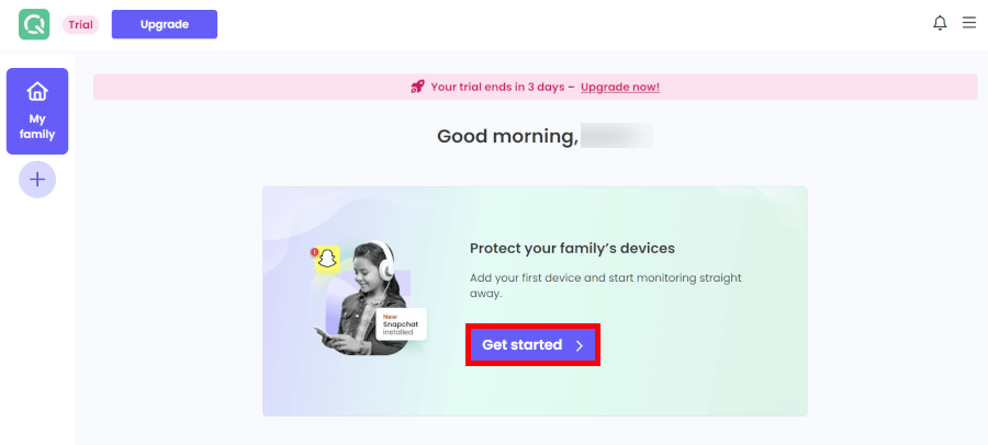 Qustodio parents app dashboard