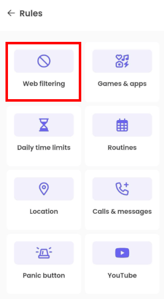 Qustodio web and app filtering