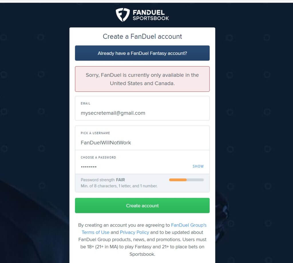 FanDuel not Working