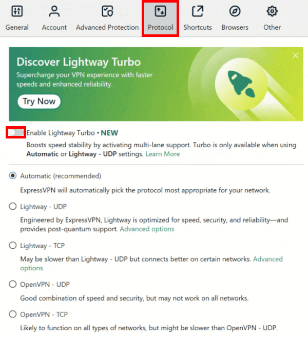 ExpressVPN Lightway Turbo