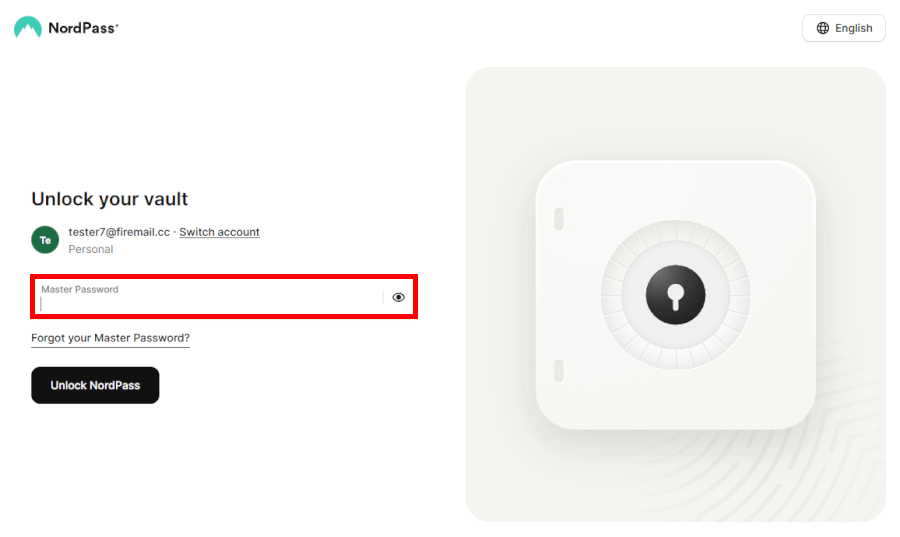 NordPass Add master password