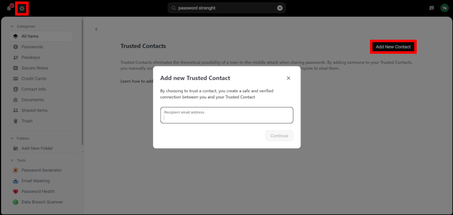 NordPass Trusted contacts