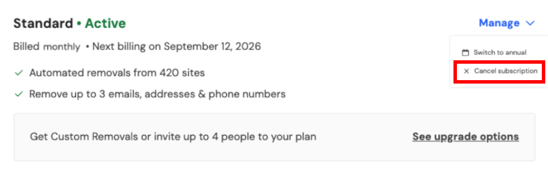 Incogni cancel your subscription