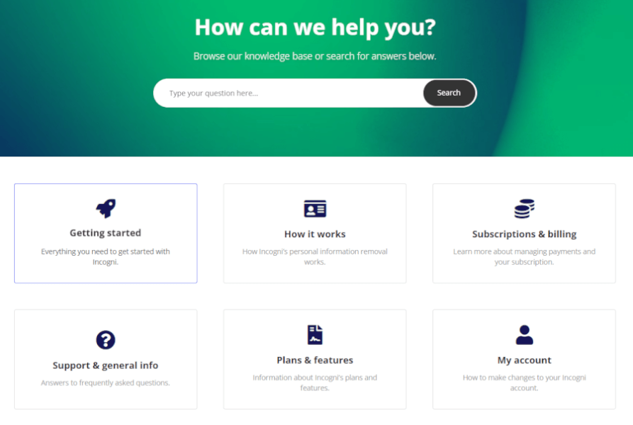 Incogni knowladge base