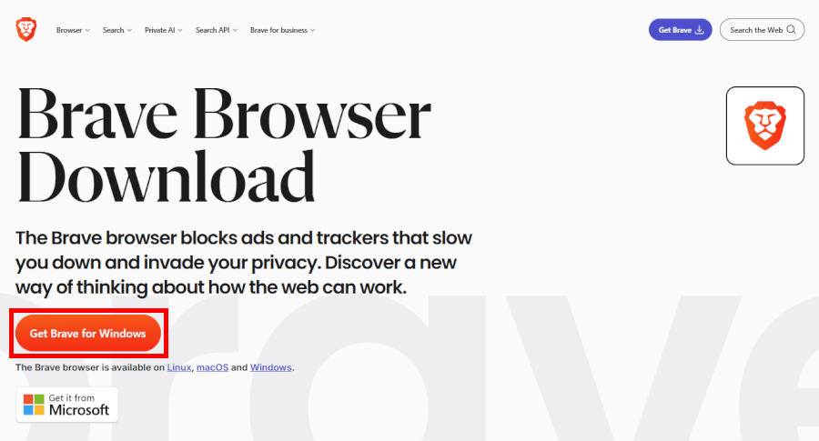 Brave browser for Windows, download