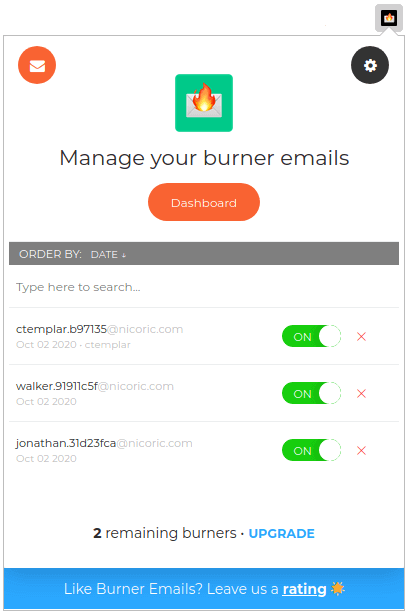 Burner Mail UI