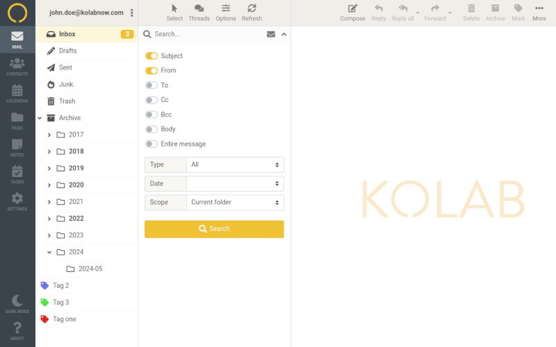 Kolab Now interface