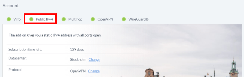 OVPN public IPv4 add