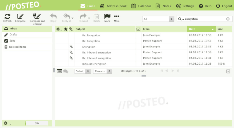 Posteo interface