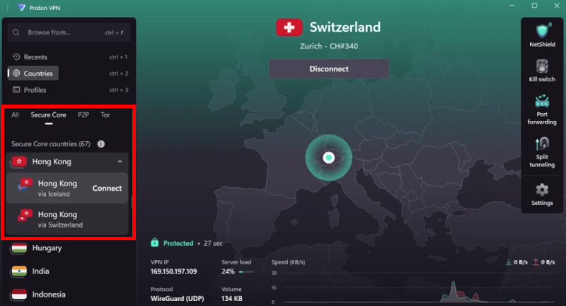 Proton VPN Secure Core multi-hop