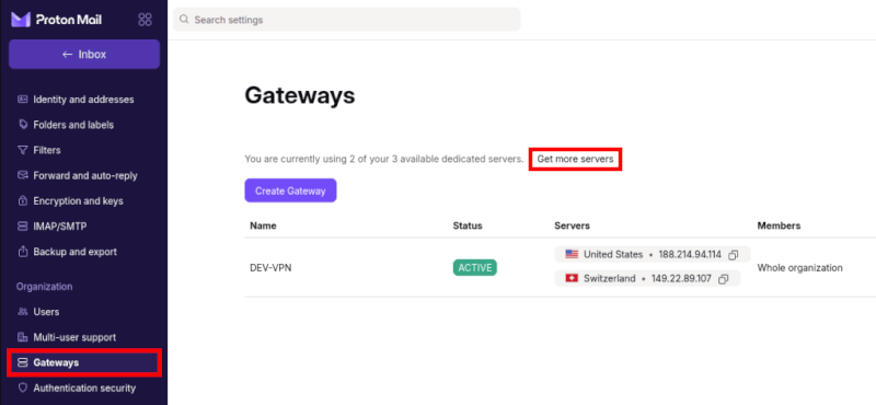 Proton VPN dedicated VPN servers