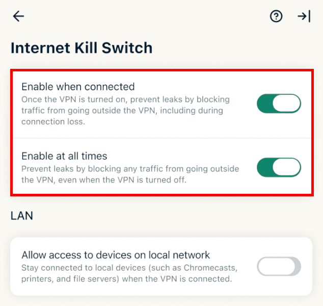 ExpressVPN enable internet kill switch