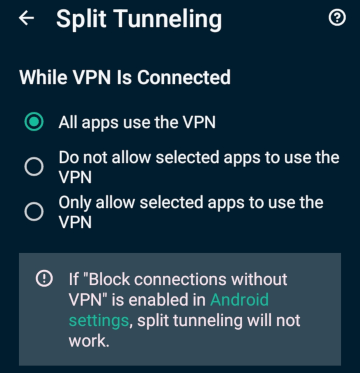 ExpressVPN split tunneling