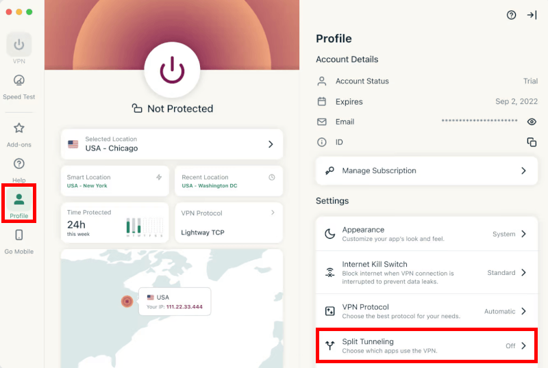 ExpressVPN Use split tunneling