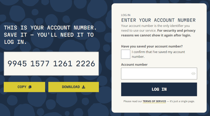 Mullvad VPN's unique account system