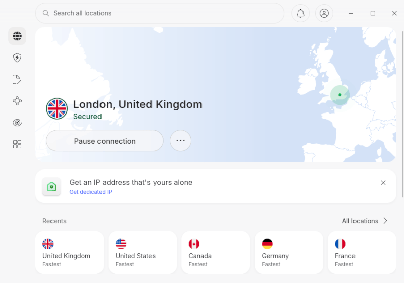 NordVPN Connect to the UK server