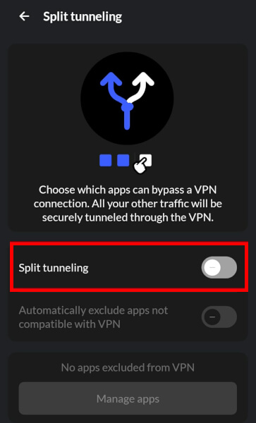 NordVPN app split tunneling