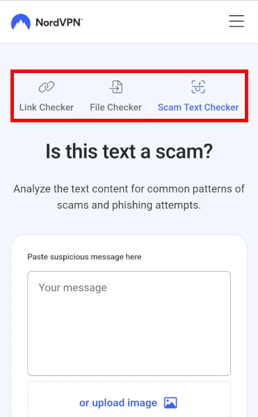 NordVPN scam text checker