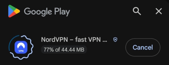 NordVPN setting up the Play Store app