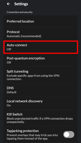 NordVPN settings auto-connect