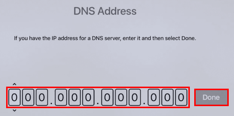 Apple TV punch in the ExpressVPN DNS numbers