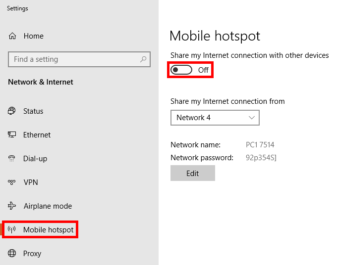 Enavle Mobile Hotspot on Windows