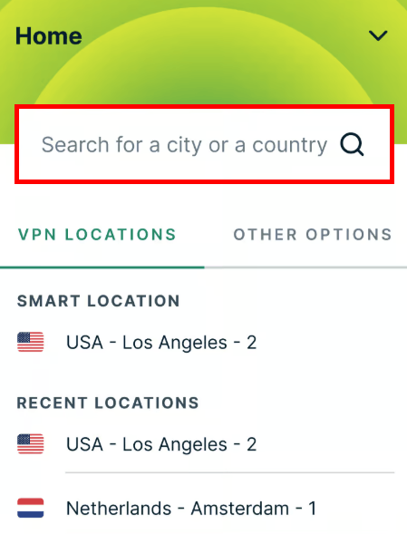 ExpressVPN manage locations via your phone