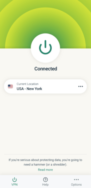 ExpressVPN's Android app interface