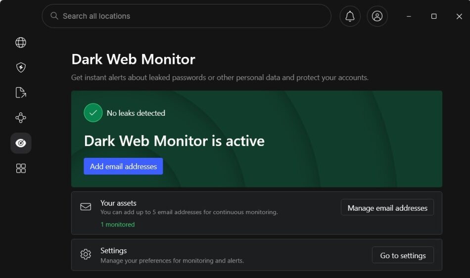 NordVPN Dark Web Monitor