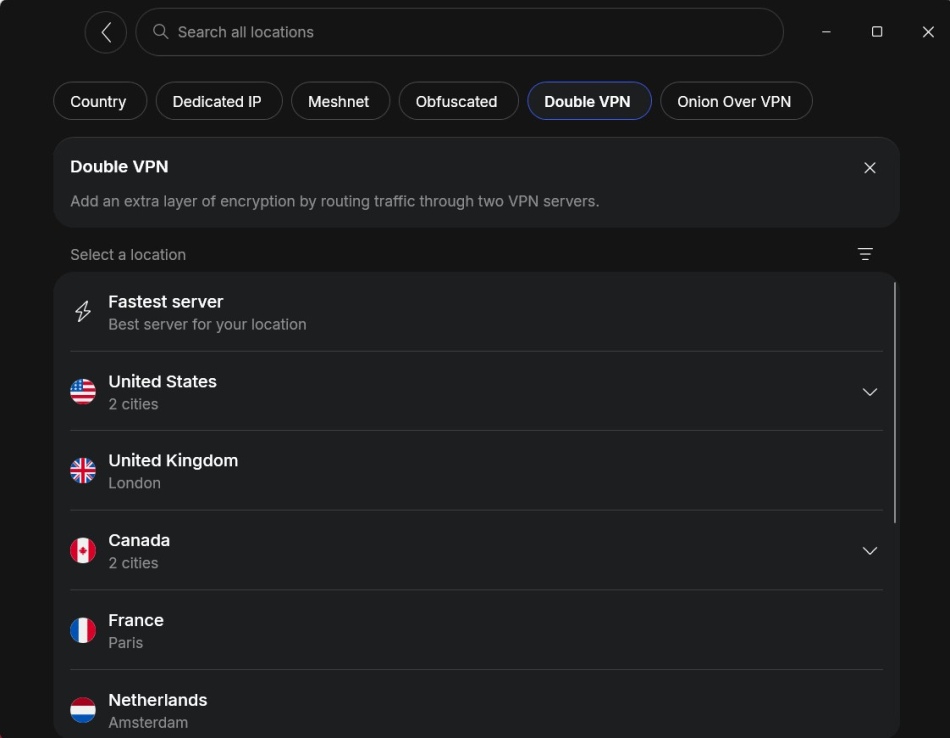 NordVPN Double VPN servers