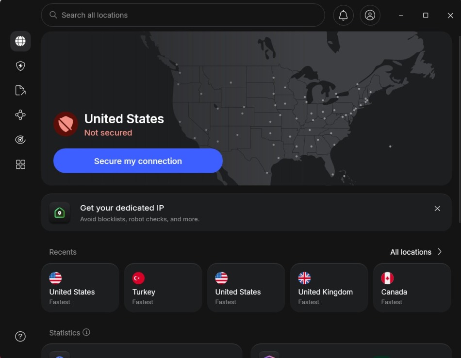 NordVPN Windows UI