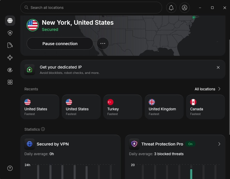NordVPN Windows app connected