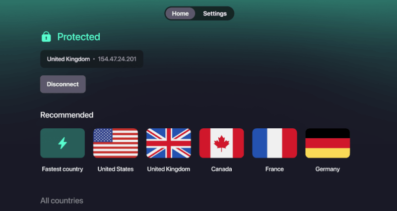 Proton VPN Apple TV app