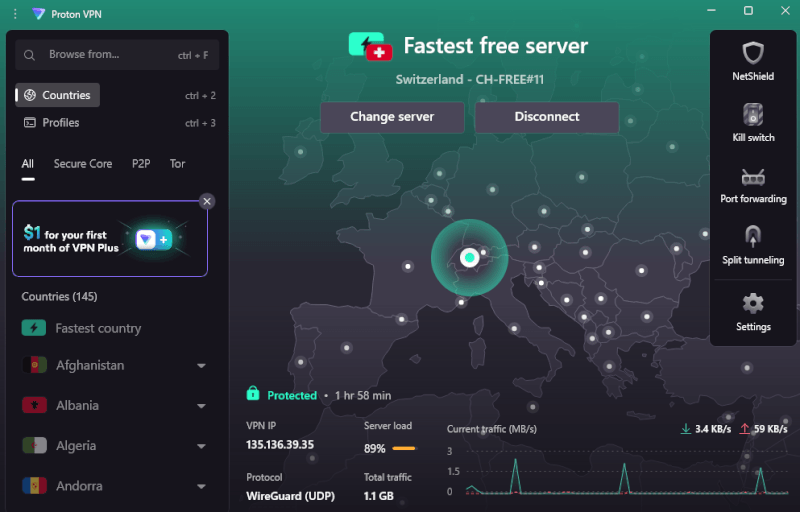 Proton VPN UI user experience