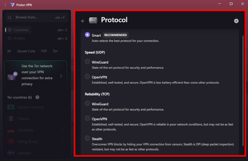 Proton VPN protocols