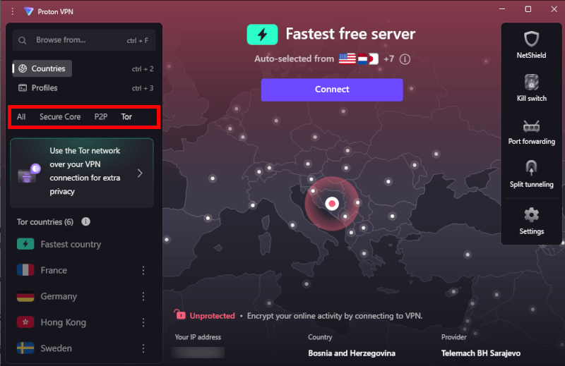 Proton VPN specialized servers
