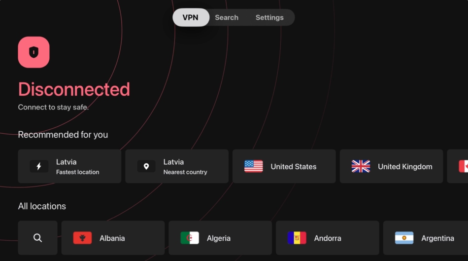 Surfshark Apple TV app