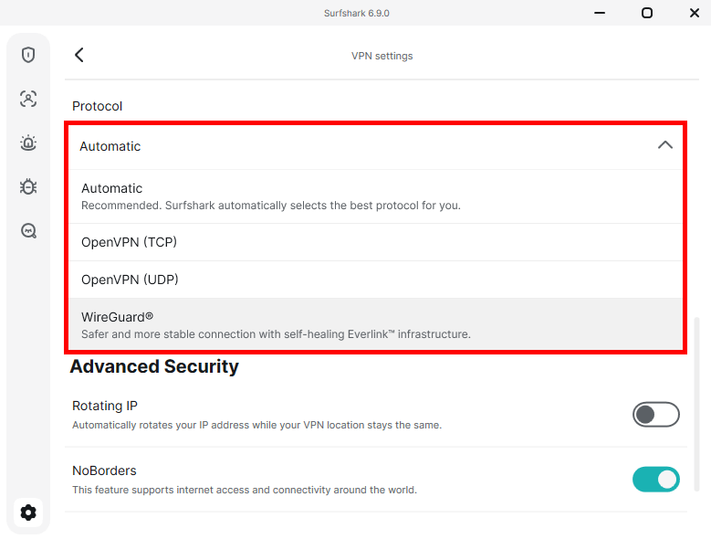 Surfshark VPN protocols