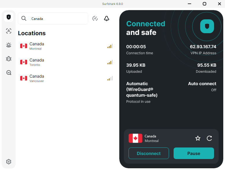 Surfshark dashboard