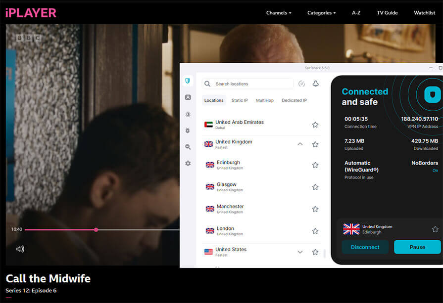 Surfshark with BBC iPlayer