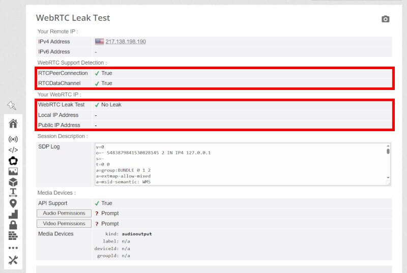 Analyze the WebRTC section